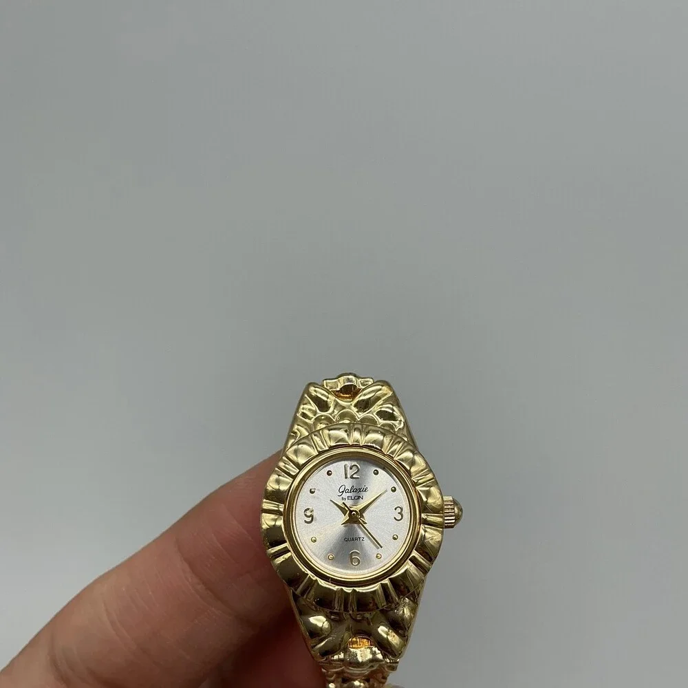 Vtg Elgin Galaxy Womens Watch 19mm Silver Gold Tone Bracelet New Battery 7.5